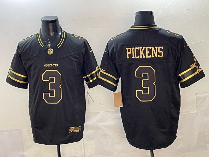 Men 2026 Dallas Cowboys #3 Pickens Black gold 6th generation Nike Limited NFL Jersey style 07